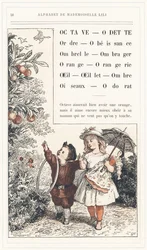 Octave, Odette, Order, Obedience, Umbrella, Shadow, Orange, Orangerie, Eye, Carnation, Shadow, Birds, Smell, page 28 - Alphabet of Mademoiselle Lili, by L. Froelich and by a dad (Hetzel himself). Bibliothèque & Magasin d