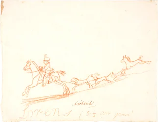 A Rider, Horse, and Dogs