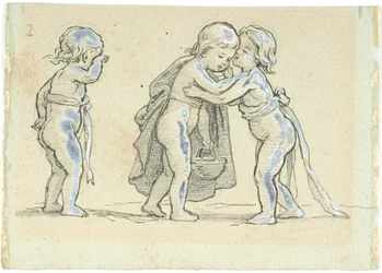 Vignette with Children Saying Goodbye