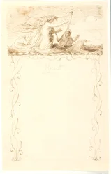 Vignette with Harp-Playing Mermaid; Below Ornamental Framing