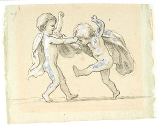 Vignette with Two Children Fighting