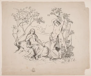 A Seated Female and a Standing Male Figure