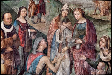Saint Cecilia gives her possessions to the poor (detail)