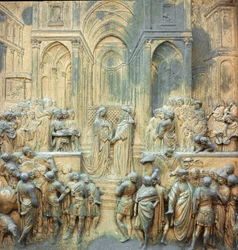 King Solomon receives the Queen of Saba at the Low Relief Temple of Lorenzo Ghiberti (1378-1455)