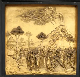Moses Receives the Tablets of the Law, Relief, Gate of Paradise of the Baptistery