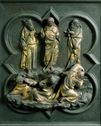 North Gate (called Gate of the Cross, in the North), exterior detail: The Transfiguration (Bronze sculpture by Lorenzo Ghiberti)