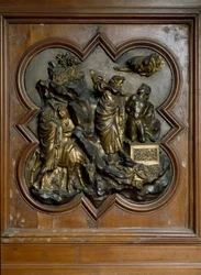 Sacrifice of Isaac (Gilded Bronze Relief by Lorenzo Ghiberti)