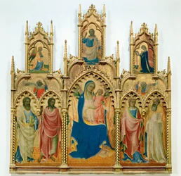 Madonna and Infant Jesus, Saints; Top: Annunciation