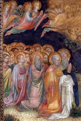 The baptism of Jesus by Saint John the Baptist baptizing Jesus (Detail) Fresco by Lorenzo