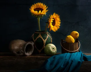 Rustic Sunflowers and Lemons
