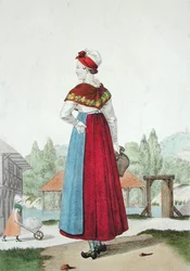 Traditional costume of Lisieux, engraved by Gatine c.1820