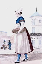 Traditional costume of St. Valery en Caux, engraved by Gatine c.1820