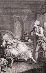 Gentleman Declaring His Love to a Lady Languishing on a Shepherdess - in 