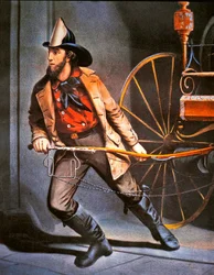 The American Fireman: Always Ready, published by Currier & Ives