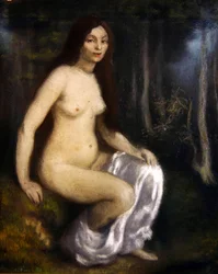 Young Woman Seated in a Forest