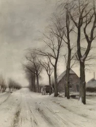 Winter Landscape with Farmhouse on an Avenue