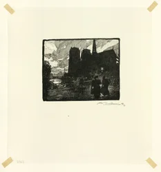Notre-Dame, Evening, Plate Eight from Along the Seine and the Boulevards