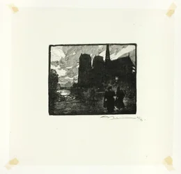 Notre-Dame, Evening, plate eight from Along the Seine and the Boulevards