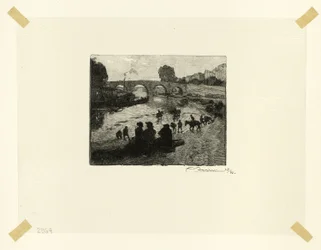 The Horse Pond at the Pont Marie, plate ten from Along the Seine and the Boulevards