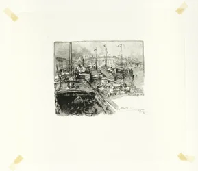 Villette Dock, Plate Five from Along the Seine and the Boulevards