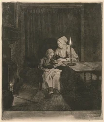 Mother Teaching Her Son