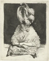 Portrait of a Young Woman with Hat Looking Out the Window