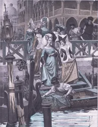 Green geese, illustration from Decameron of Boccaccio