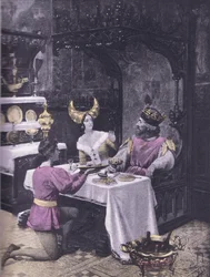 The dinner of hens (illustration from Decameron of Boccaccio)