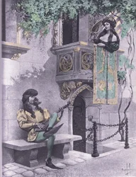 The foolish lover, illustration from Decameron of Boccaccio published by Navarre Society 1930