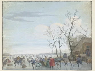Winter Landscape with Ice Skating