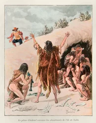 Chedotel pilot found the abandoned Sable Island in 1603 (survivors of the 1598 expedition of the Marquis de la Roche, on an island near Newfoundland); Eugene Guenin