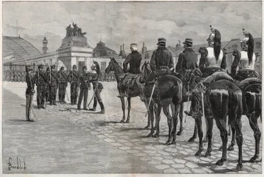 Degradation of Alfred Dreyfus - Dreyfus Case: The Degradation of Alfred Dreyfus in the Courtyard of the Ecole Militaire Paris, 5 January 1895. Engraving in 