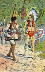 French Trappers with Indians in America
