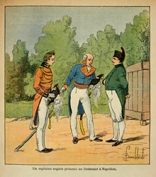 To St. Helene, an English captain presents to Emperor Napoleon a lieutenant