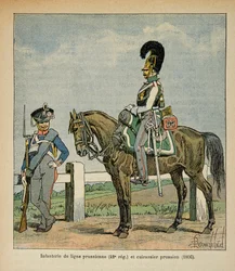 Infantry of the Prussian line and Prussian battleships from the book 