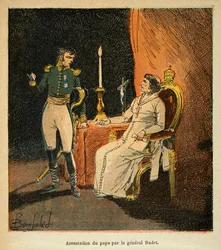 Arrest of Pope Pius VII by General Stephen Radet in 1809 (Illustration from 