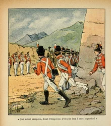 Emperor Napoleon greets by the garrison of St. Helene