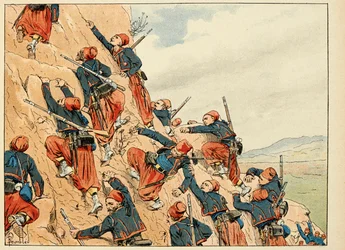 Illustration taken from the book Les Heroes du Siecle, anecdotal recits by Dick de Lonlay and illustrated by Louis Bombled