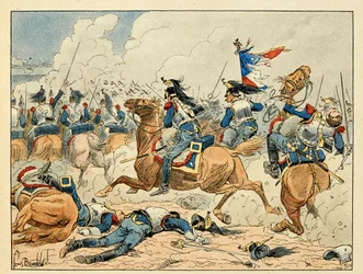 Illustration taken from the book The Heroes of the Century, anecdotal recits by Dick de Lonlay and illustrated by Louis Bombled