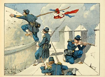 Illustration taken from the book The Heroes of the Century, anecdotal recits by Dick de Lonlay and illustrated by Louis Bombled