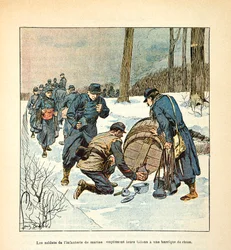 The Army of the Loire: The Soldiers of the Naval Infantry Fill Their Cans with a Barrel of Rum