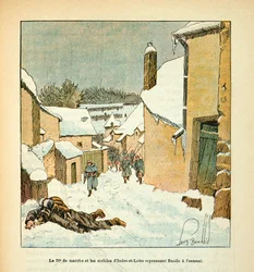 The Army of the Loire by Eugene Sergent, Illustrated by Louis Bombled: The 59th March and the Mobiles of Indre-et-Loire Take Over the City of Baulle from the Enemy, Private Collection