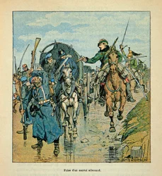 The Army of the Loire by Eugene Sergent, Illustrated by Louis Bombled: Capture of a German Convoy by the French During the War of 1870, Private Collection