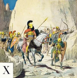 Letter X: Xenophon (430-355 BC), Greek Military Leader, and His Army, "I Will Be a Soldier" - Military Alphabet