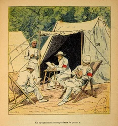 The War in Madagascar: Anecdotal History of the French Expeditions of 1885-1895 by Henri Galli, Illustrated by Louis Bombled: A Camp of Newspaper Correspondents in Madagascar in 1895