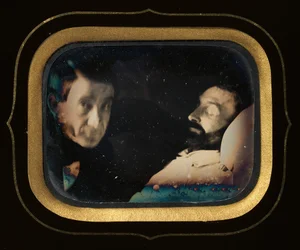 Portrait of Living Man Beside Dead Man