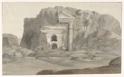 Tombs with Doric Style Facade Carved in Rock near Syracuse (Voyage in Italy, Sicily, and Malta - 1778 series)