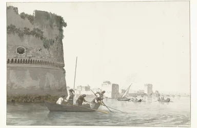 Mussel Fishermen on Mare Piccolo near the Fortifications of Taranto