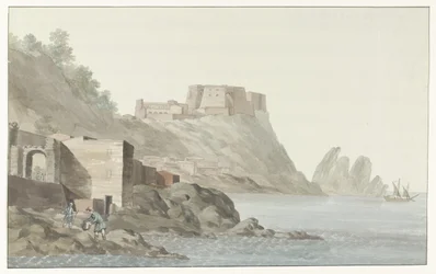 Rock and City of Scilla in the Calabria Region on the East Coast (Voyage en Italie, en Sicile et à Malte - 1778)