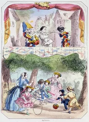 Polichinelle Preceptor - Lithography, from Theatre des marionnettes du jardin des Tuileries
